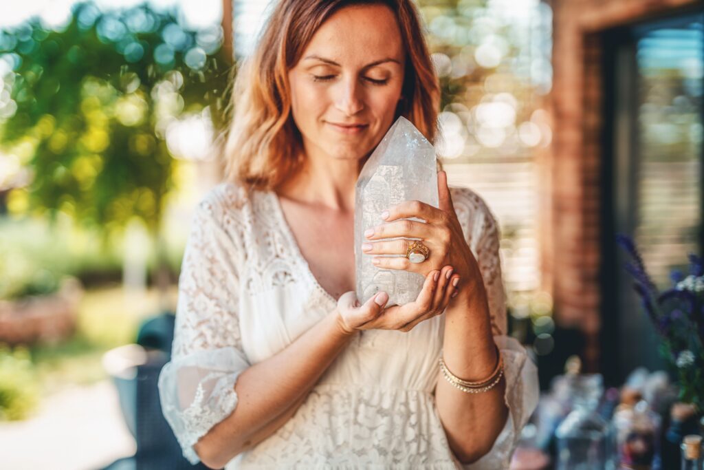 Woman with crystal